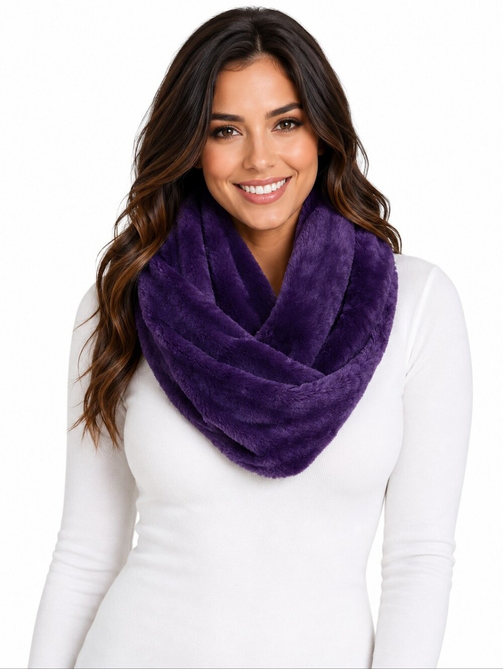Blue Star Purple Faux Fur Infinity Scarf Women's One Size